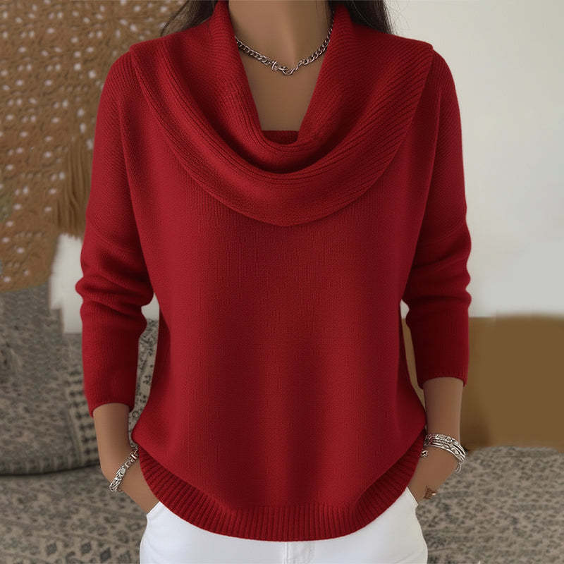 Ester | Jersey de Cuello Cascada con Caída - Rojo