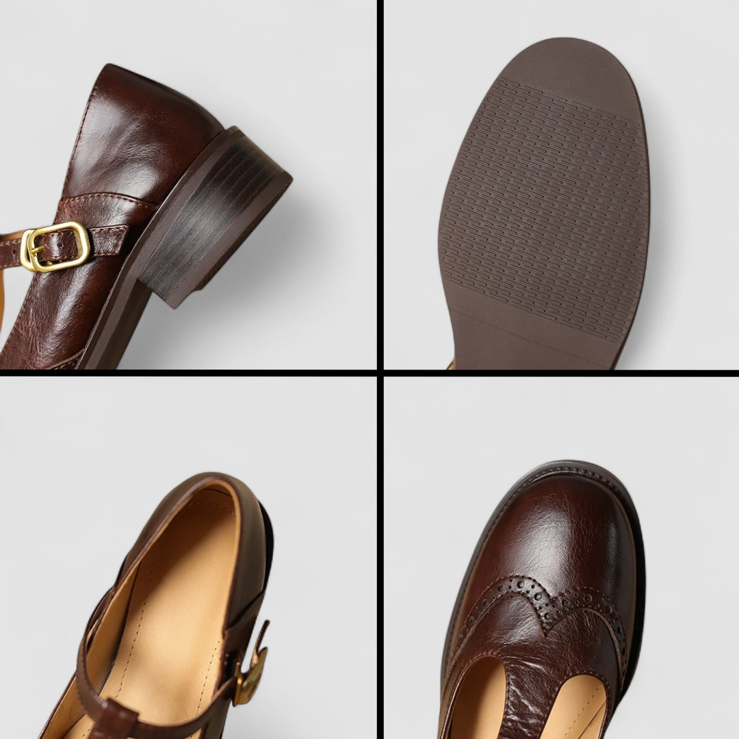 Ghita | Zapatos con Tira en T y Perforaciones Brogue