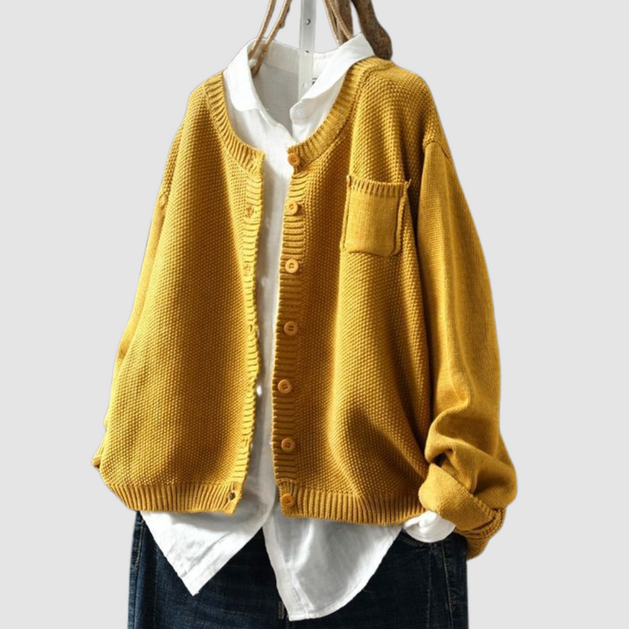 Concetta | Cárdigan Holgado con Botones - Amarillo