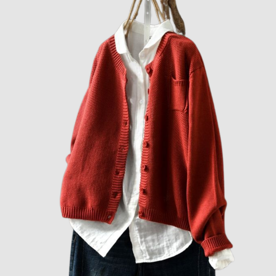 Concetta | Cárdigan Holgado con Botones - Rojo