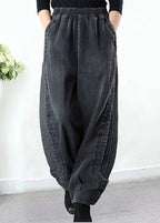 Gabriella | Pantalón Vaquero Harén Gris con Bolsillos y Patchwork