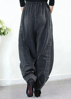 Gabriella | Pantalón Vaquero Harén Gris con Bolsillos y Patchwork