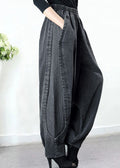 Gabriella | Pantalón Vaquero Harén Gris con Bolsillos y Patchwork