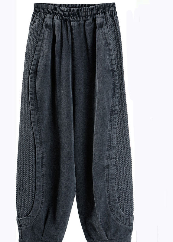 Gabriella | Pantalón Vaquero Harén Gris con Bolsillos y Patchwork