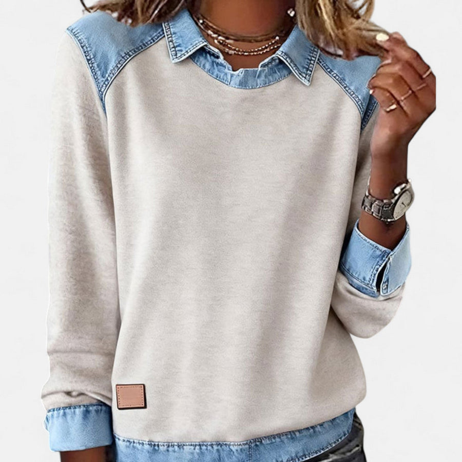 Fabiola | Jersey con Paneles en Contraste - Beige