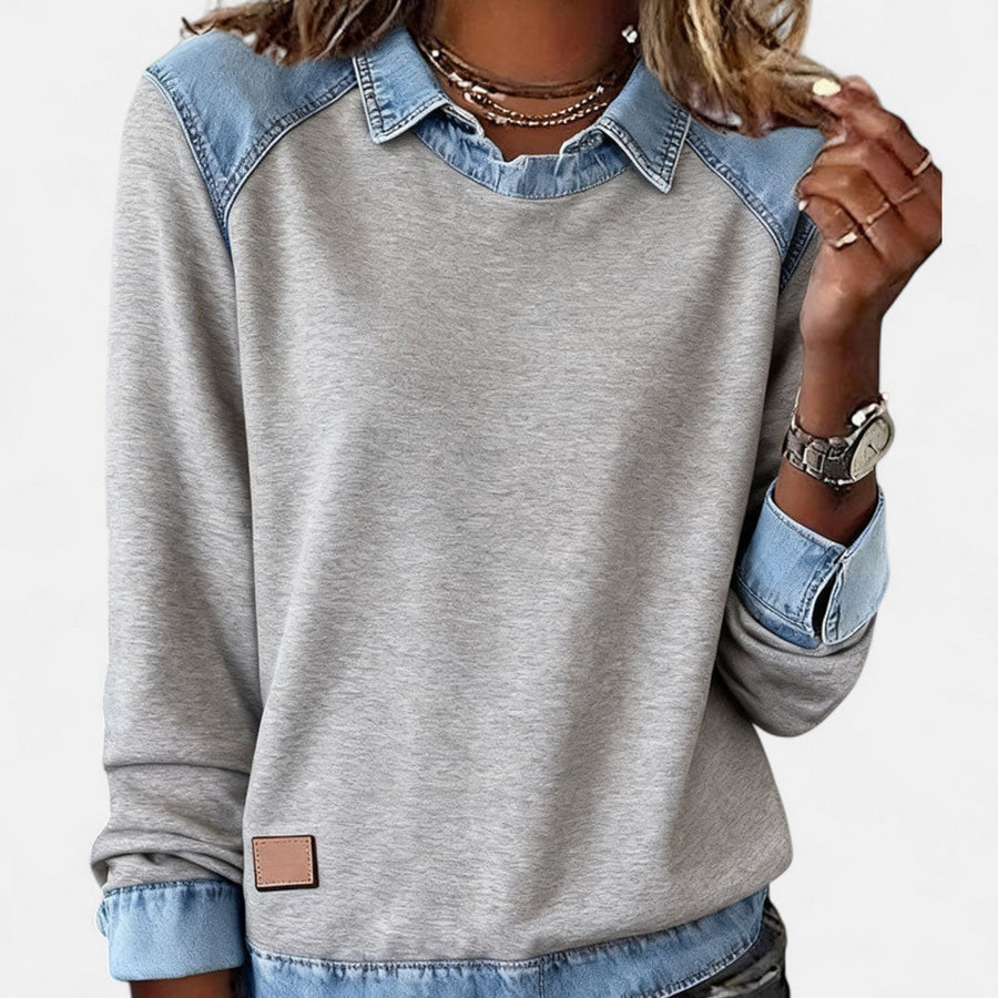Fabiola | Jersey con Paneles en Contraste - Gris claro