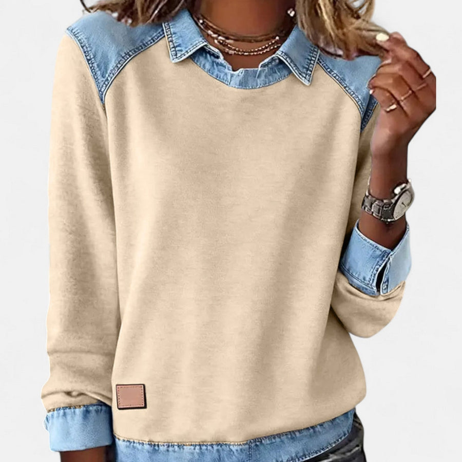 Fabiola | Jersey con Paneles en Contraste - Caqui