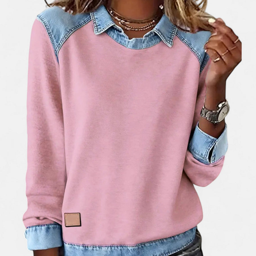 Fabiola | Jersey con Paneles en Contraste - Rosa
