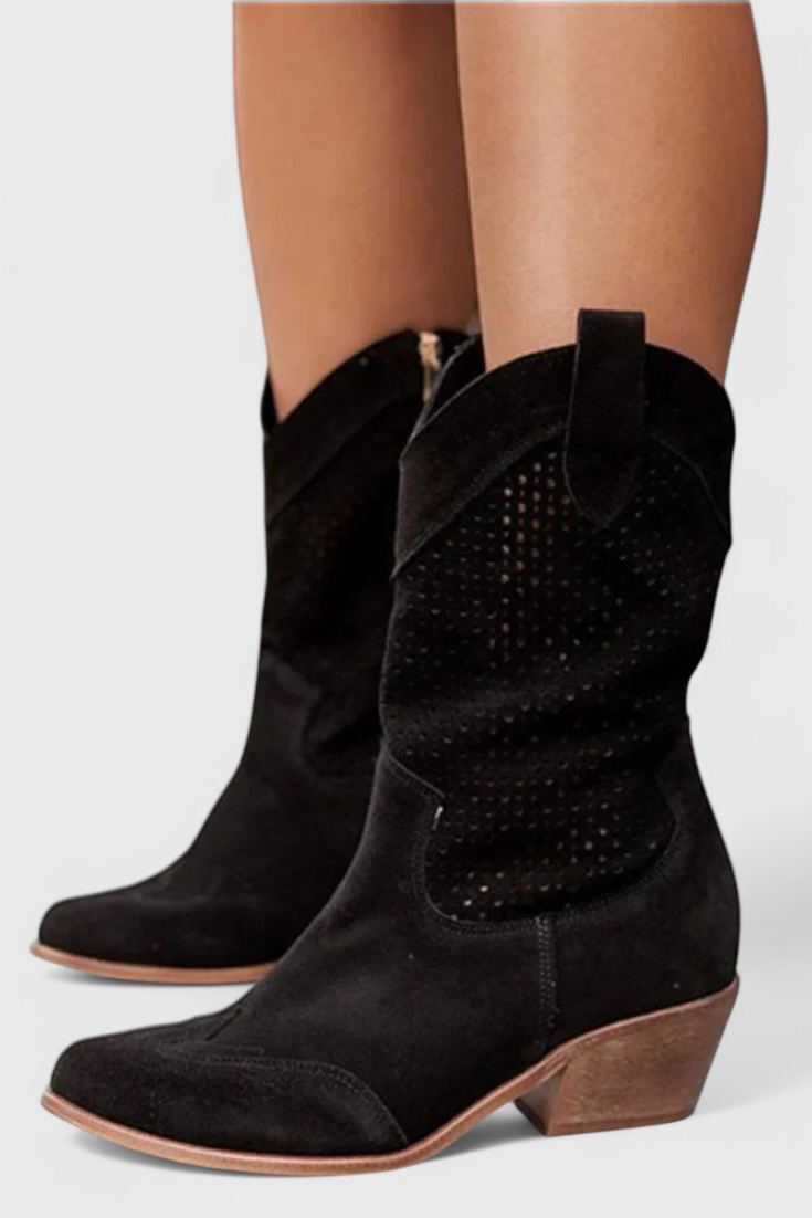 Annalla Botas de Vaquero Modernas con Cremallera Lateral