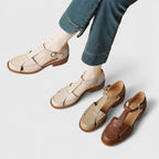 Manuelita | Sandalias Cerradas con Tira en T y Tacón de Madera