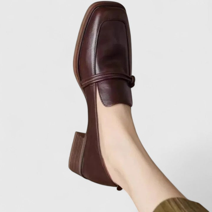Giuliana | Mocasines Ortopédicos de Puntera Cuadrada - Marrón