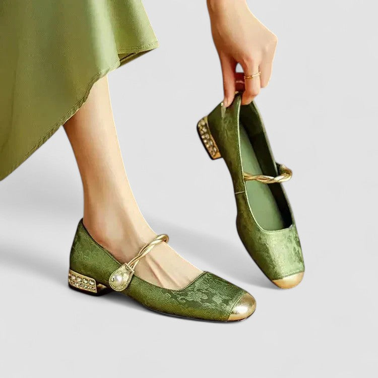 Zita | Mary Janes de Raso con Tacón Joya