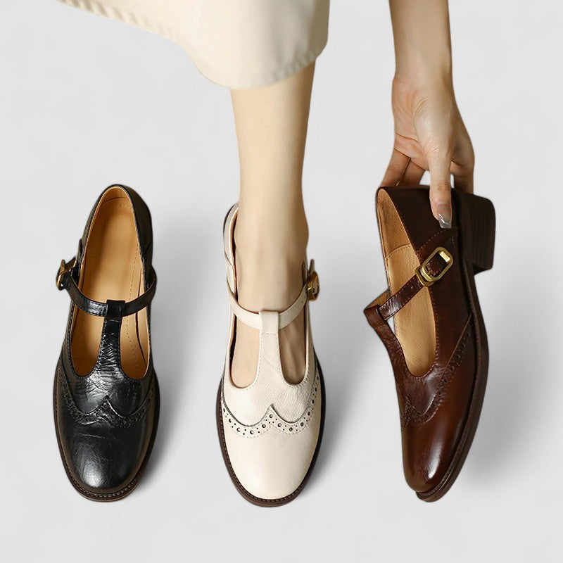 Ghita | Zapatos con Tira en T y Perforaciones Brogue