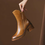 Matilde | Botines de Tacón en Piel Premium - Marrón