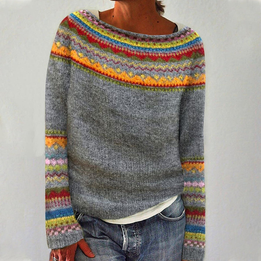 Flaminia | Jersey de Rayas Acogedor - Gris multicolor