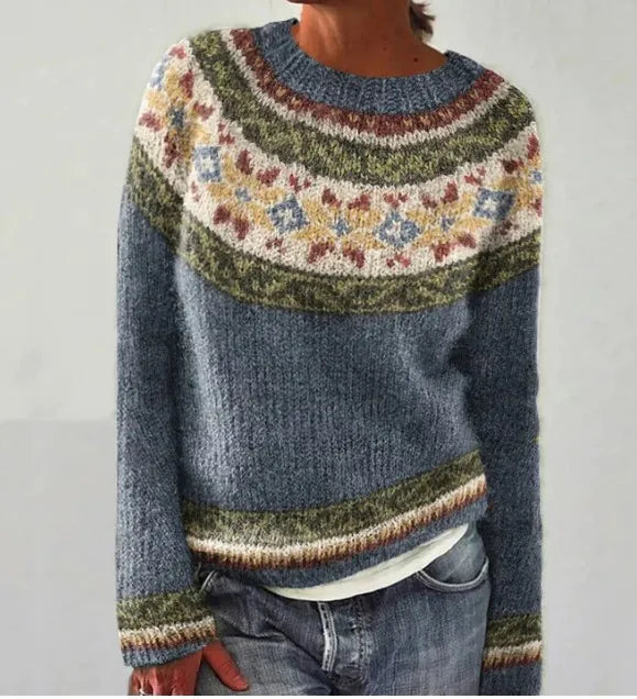 Flaminia | Jersey de Rayas Acogedor - Gris con estrellas
