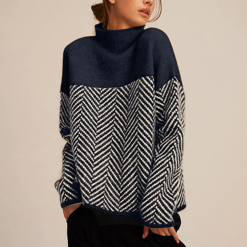Iride | Jersey de Cuello Embudo con Chevron - Azul marino
