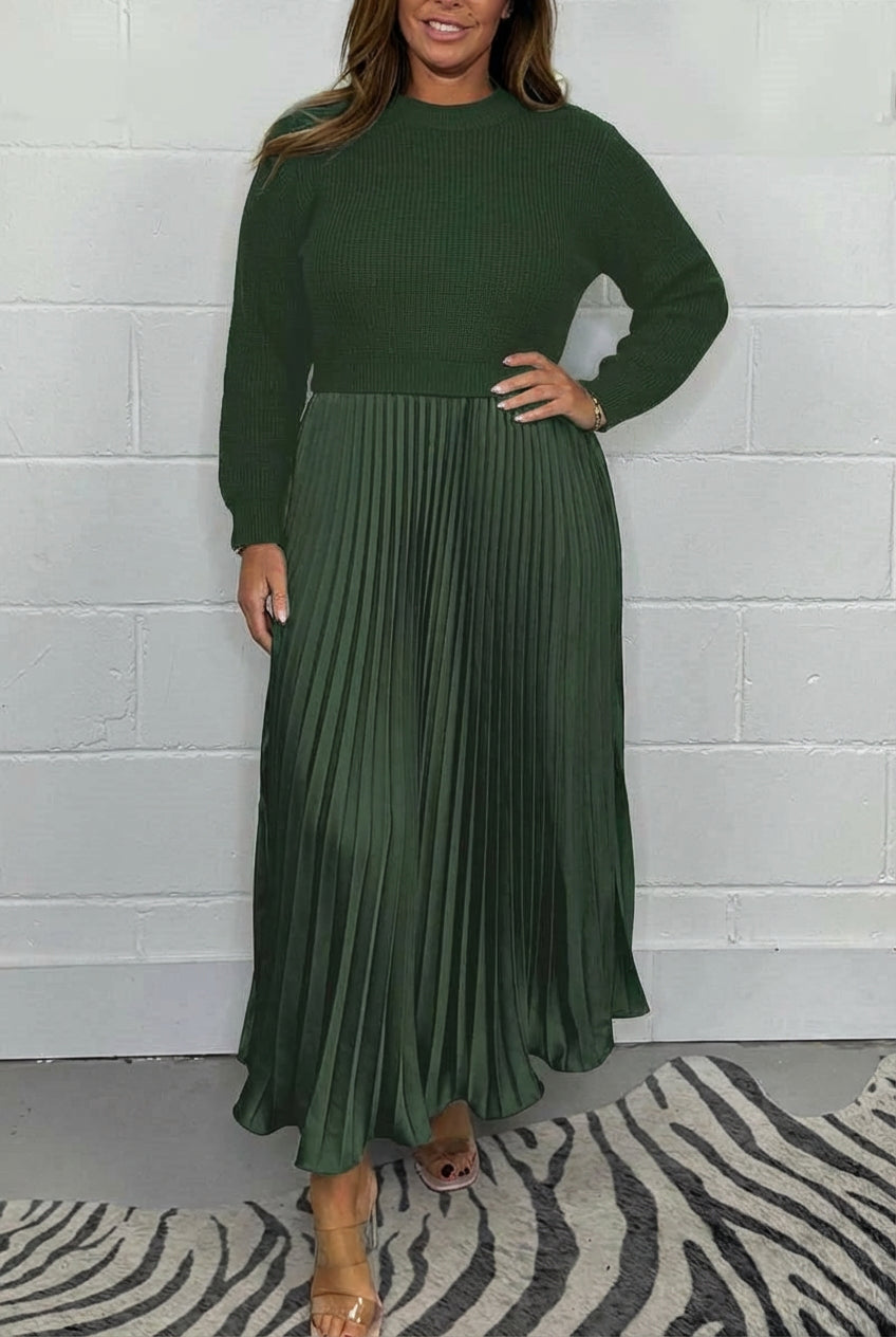 Lilla | Vestido Maxi con Jersey y Falda Plisada