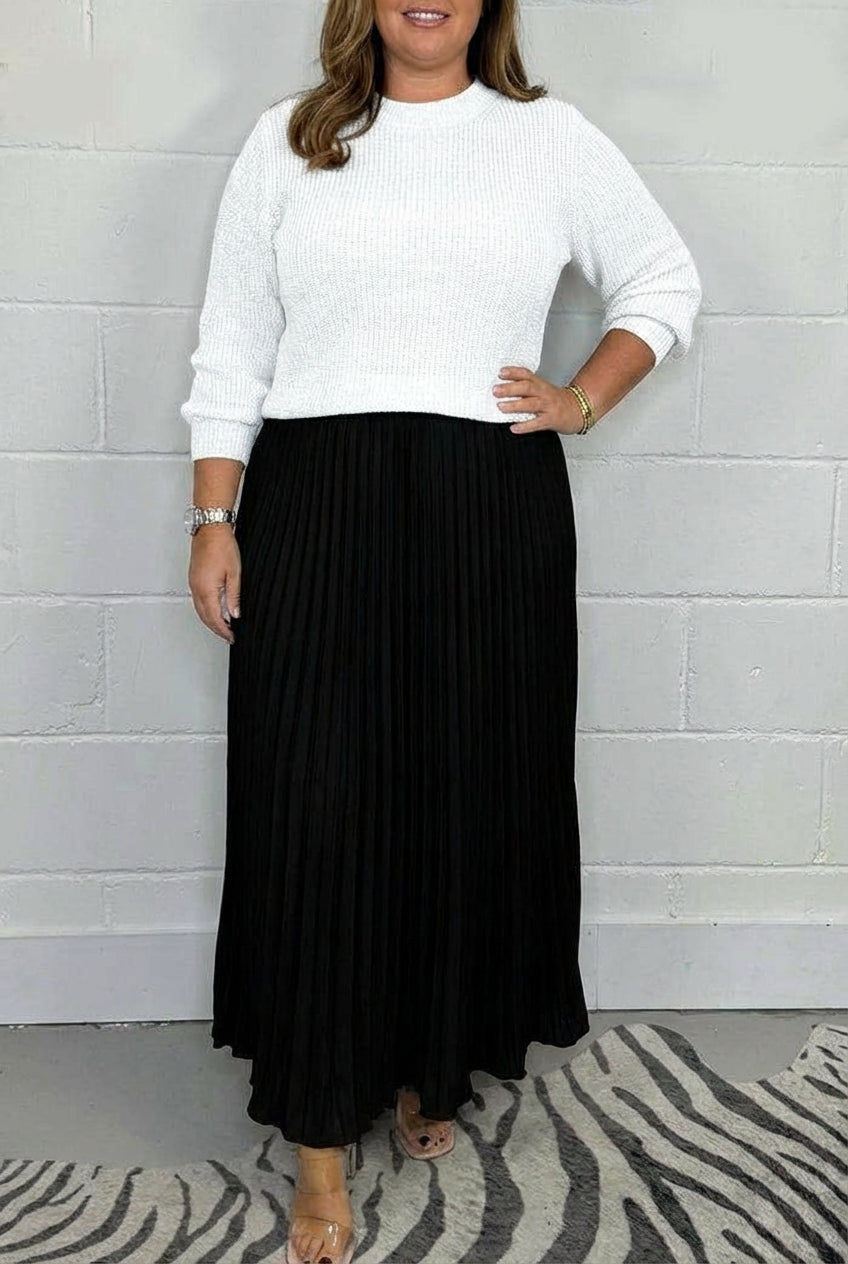 Lilla | Vestido Maxi con Jersey y Falda Plisada
