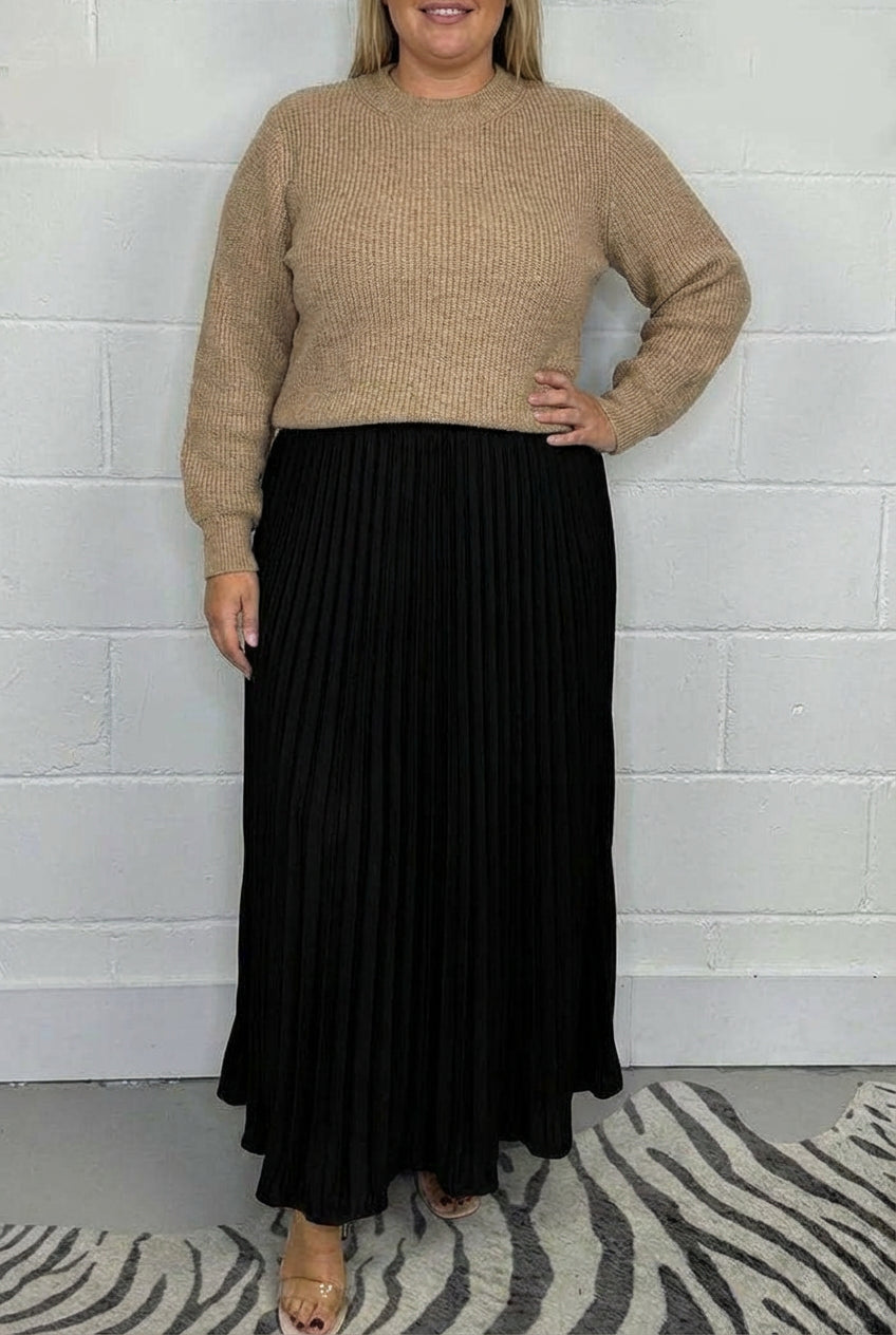 Lilla | Vestido Maxi con Jersey y Falda Plisada