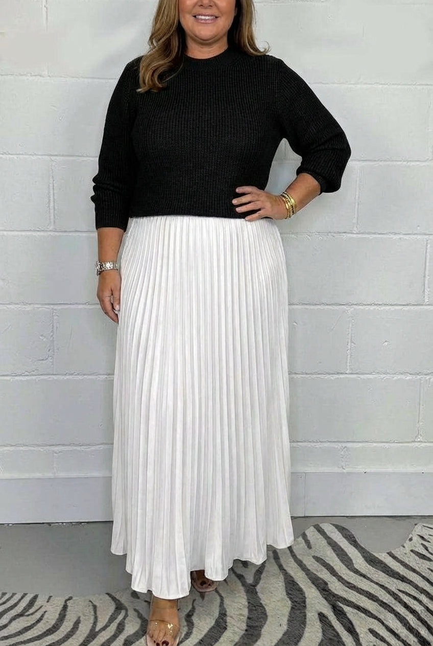 Lilla | Vestido Maxi con Jersey y Falda Plisada