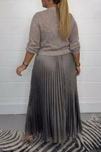 Lilla | Vestido Maxi con Jersey y Falda Plisada