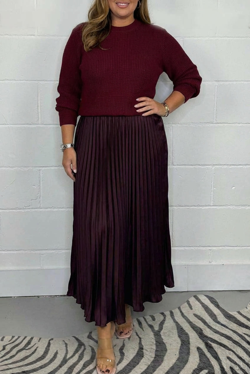Lilla | Vestido Maxi con Jersey y Falda Plisada