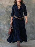 Leonora | Vestido Largo de Efecto Ante con Abertura