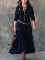 Leonora | Vestido Largo de Efecto Ante con Abertura