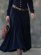 Leonora | Vestido Largo de Efecto Ante con Abertura