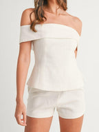 Imma | Conjunto de Top Bardot con Peplum y Short