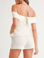 Imma | Conjunto de Top Bardot con Peplum y Short
