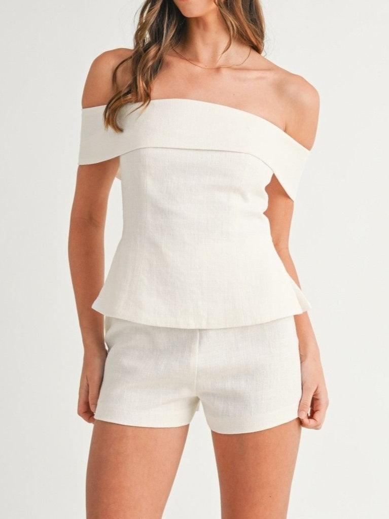 Imma | Conjunto de Top Bardot con Peplum y Short