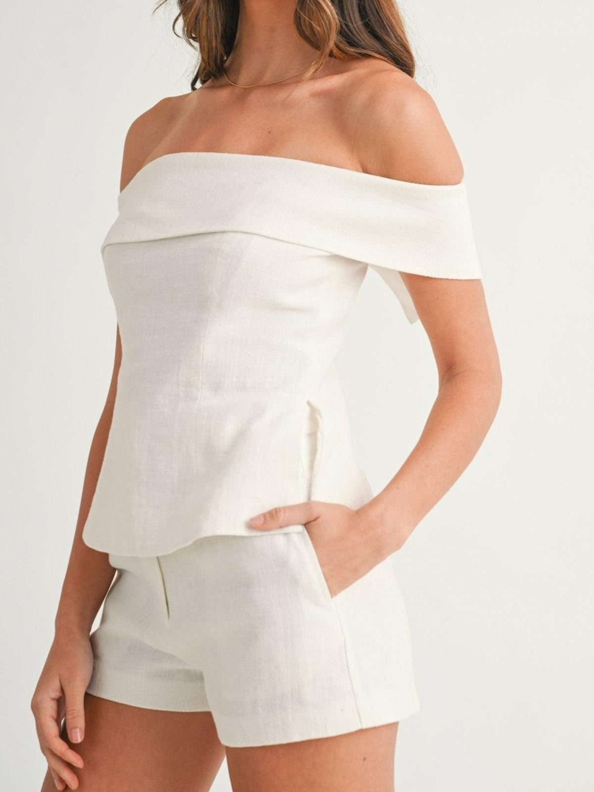 Imma | Conjunto de Top Bardot con Peplum y Short