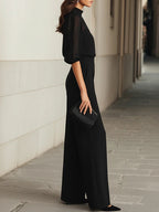 Linda | Conjunto de Tres Piezas con Blusa Transparente, Top y Pantalón Ancho