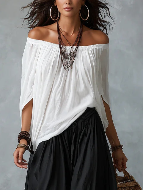Penelope | Conjunto de Top con Hombros Descubiertos y Pantalón Globo