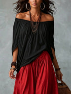 Penelope | Conjunto de Top con Hombros Descubiertos y Pantalón Globo