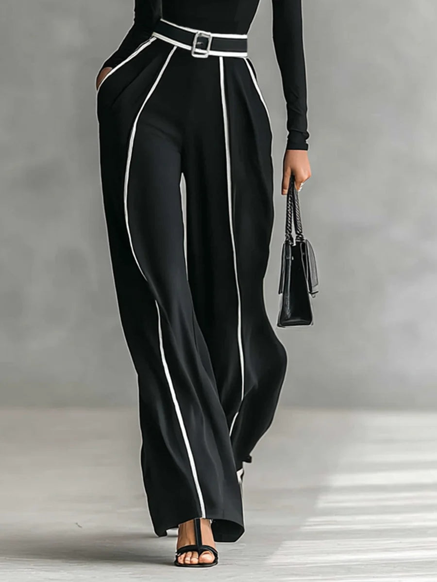 Irene | Conjunto Elegante de Dos Piezas con Cuello Alto y Pantalón de Pierna Ancha