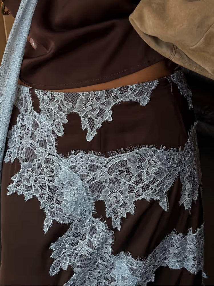 Sibilla | Conjunto de Top y Falda Larga con Paneles de Encaje