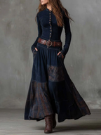 Domenica | Vestido Maxi Efecto Ante con Cinturón