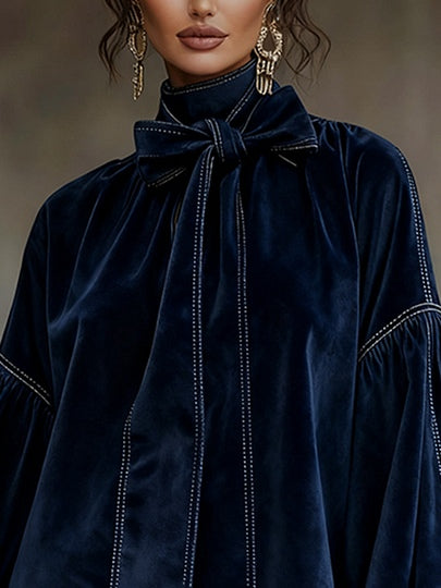 Eugenia | Vestido Mini de Terciopelo con Lazo