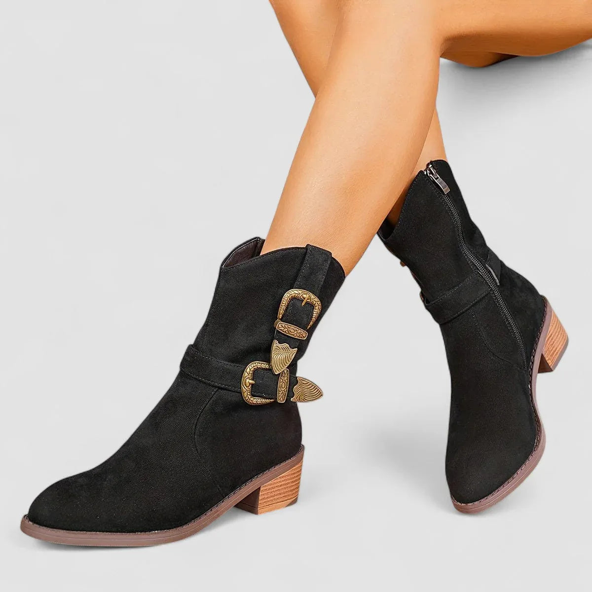 Lavinia | Botines Camperos Ortopédicos - Negro