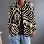 Cristiana | Blazer de Rayas con Frente Abierto - Negro y marrón