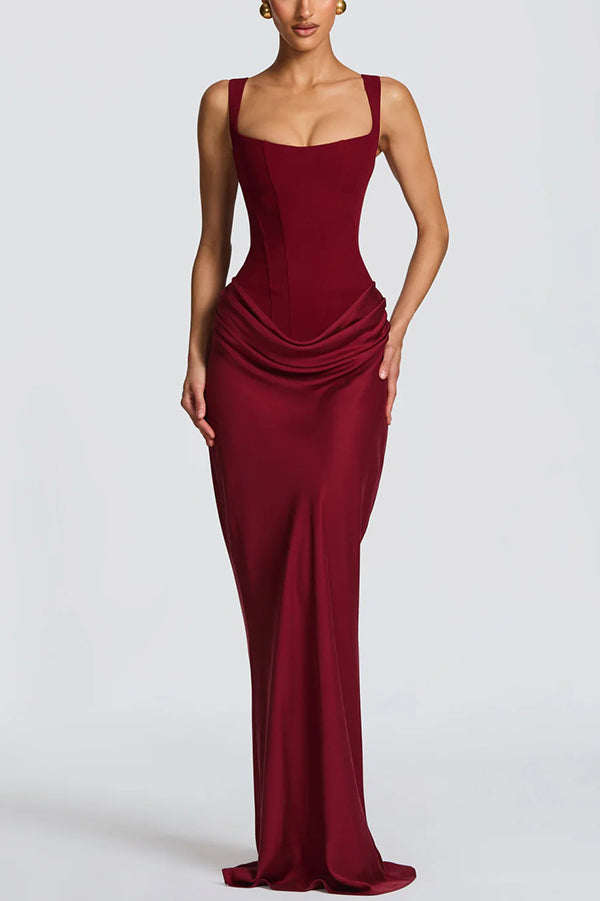 Gioia | Vestido Maxi con Escote Cuadrado - Vino