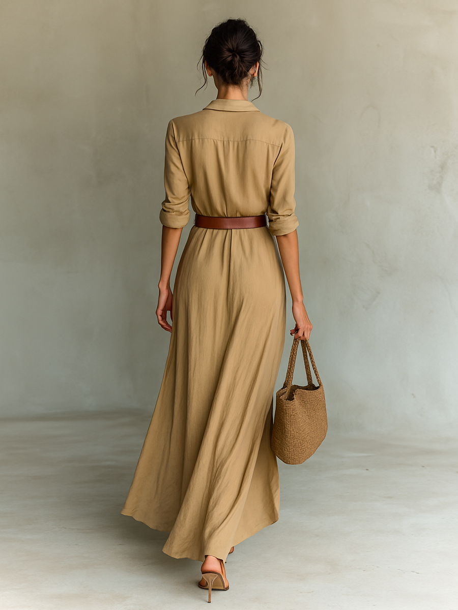 Lorenza | Vestido Largo Casual con Solapa