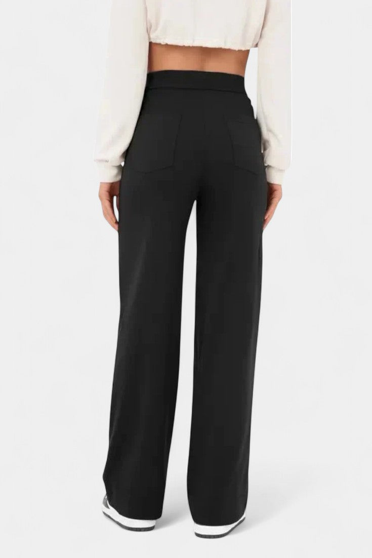 Nova Pantalones Rectos de Cintura Alta y Elasticidad