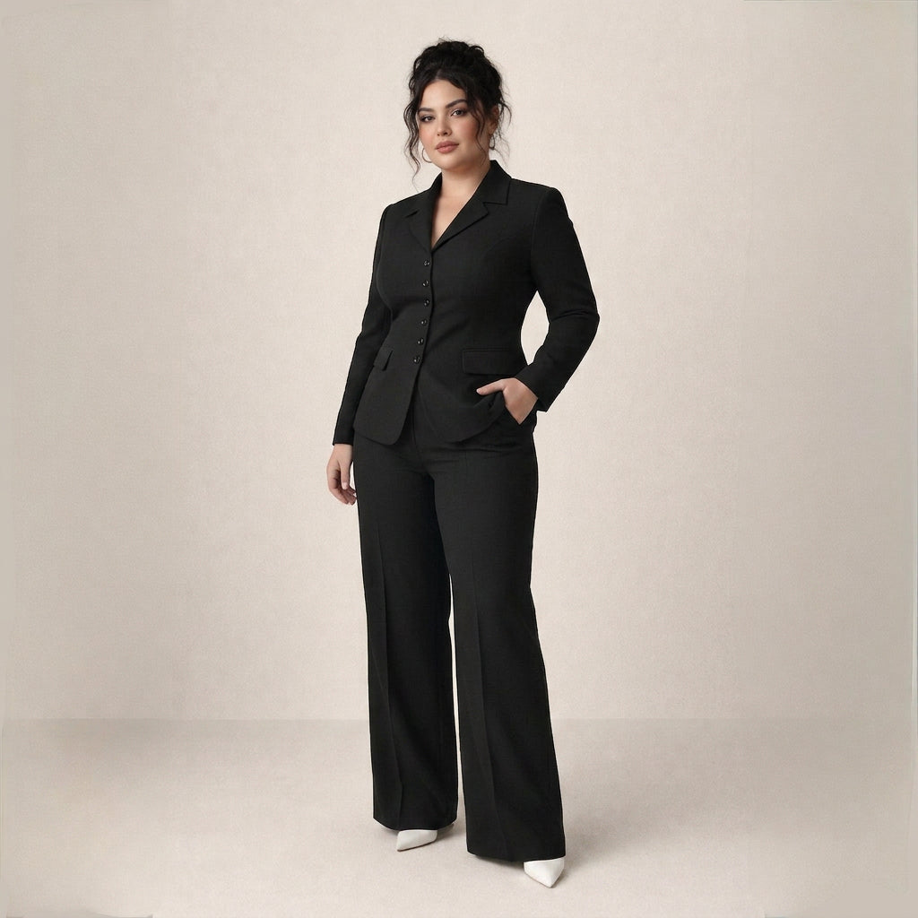 Deianira | Conjunto Elegante Clásico de Blazer y Pantalón Ancho