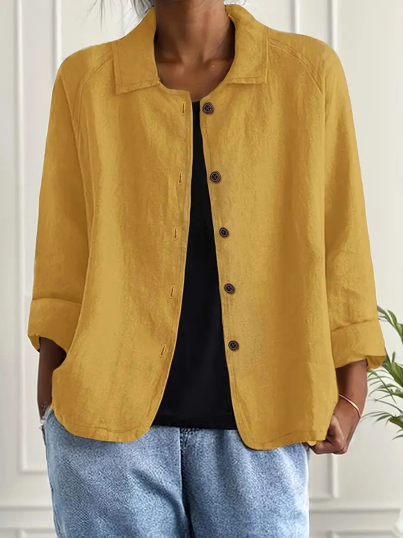 Clotilde | Chaqueta Camisera Holgada con Botones - Amarillo