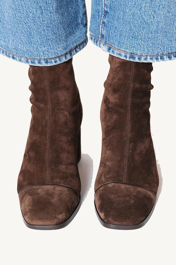Ludovica | Botines Elegantes de Ante - Marrón oscuro