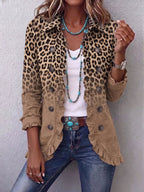 Cassandra | Chaqueta de Estampado Animal con Volantes y Botones - Leopardo